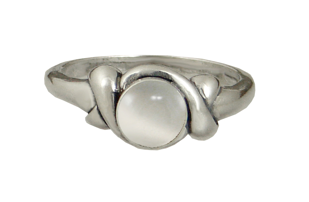 Sterling Silver Lover's Knot Ring With White Moonstone Size 8